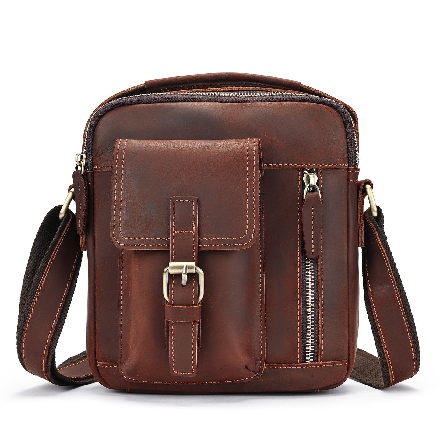 Men's Leather Fashion Crazy Horse First Layer Cowhide Men's Shoulder Bag
