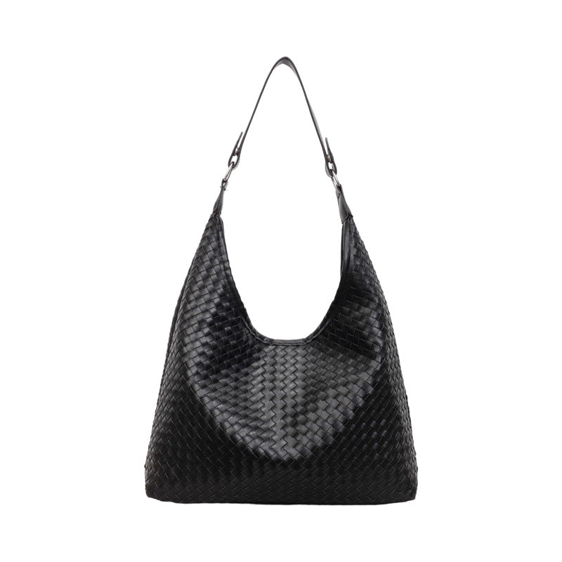 Large Capacity Woven Cross Body Wide Straps Fashion Commuter Women's Shoulder Bag