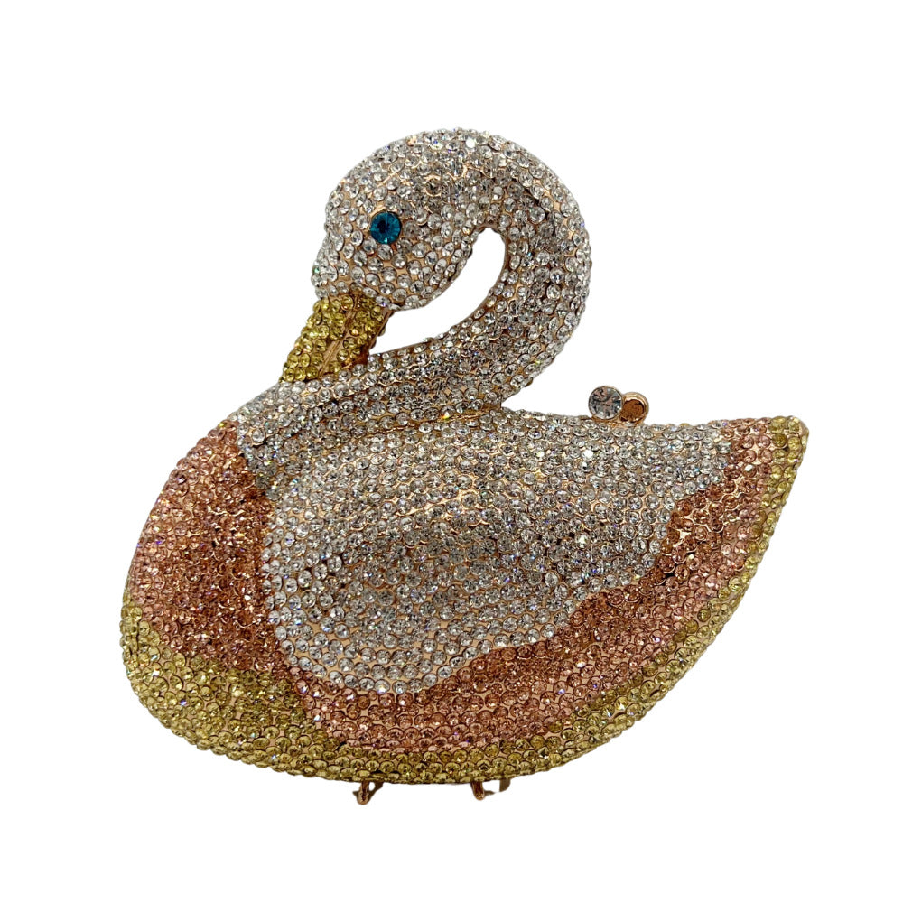 Women's Diamond Animal Swan Full Hand Holding Dinner Bag