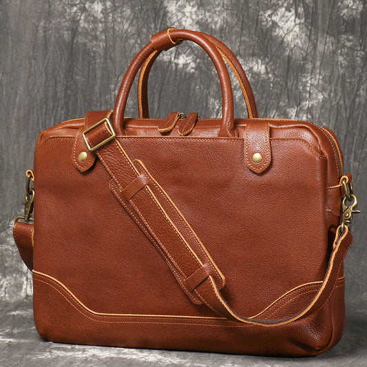 Men's Business Cowhide Large Capacity Computer Men's Handbags
