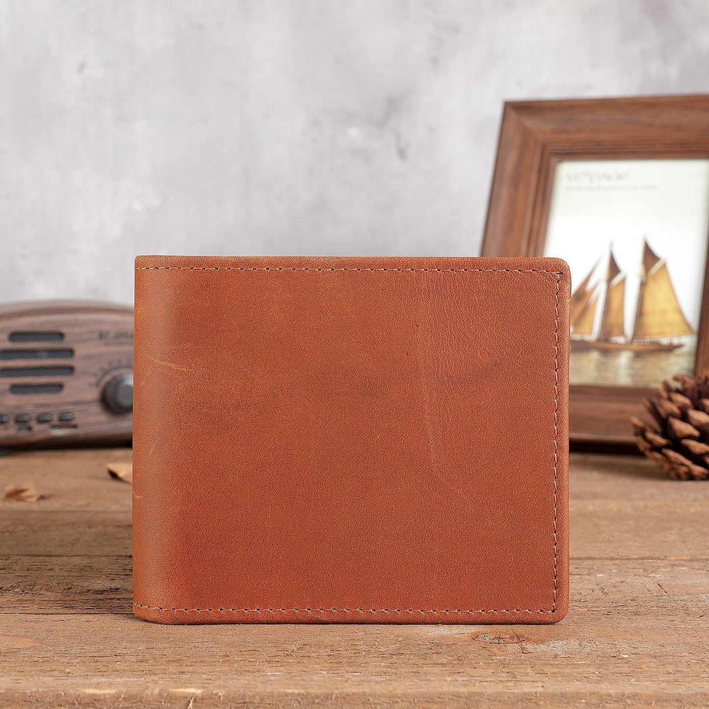 Men's Leather Crazy Horse Cowhide Vintage Dark Purses