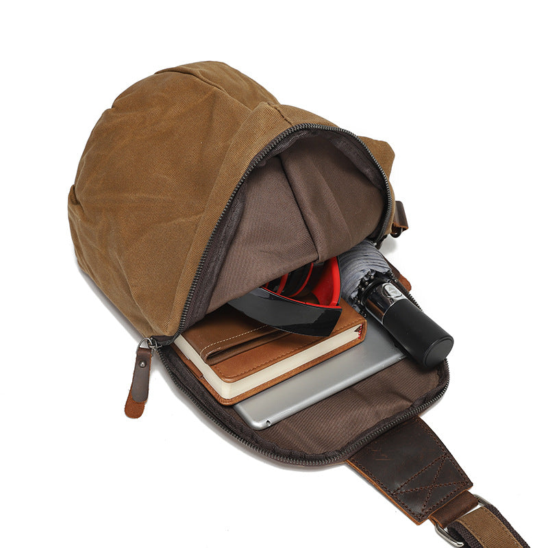 Men's Oil Wax Canvas First Layer Cowhide Men's Bags
