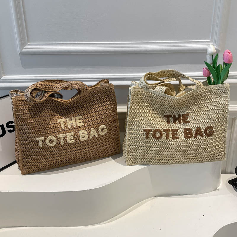 Women's Summer Large Capacity Woven Fashion Letter Bags