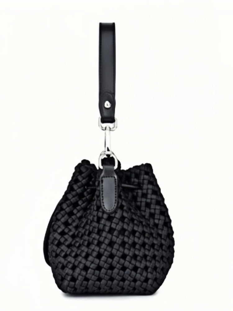 Solid Color Handmade Woven Windmill Knot Closed Fashion Women's Shoulder Bag
