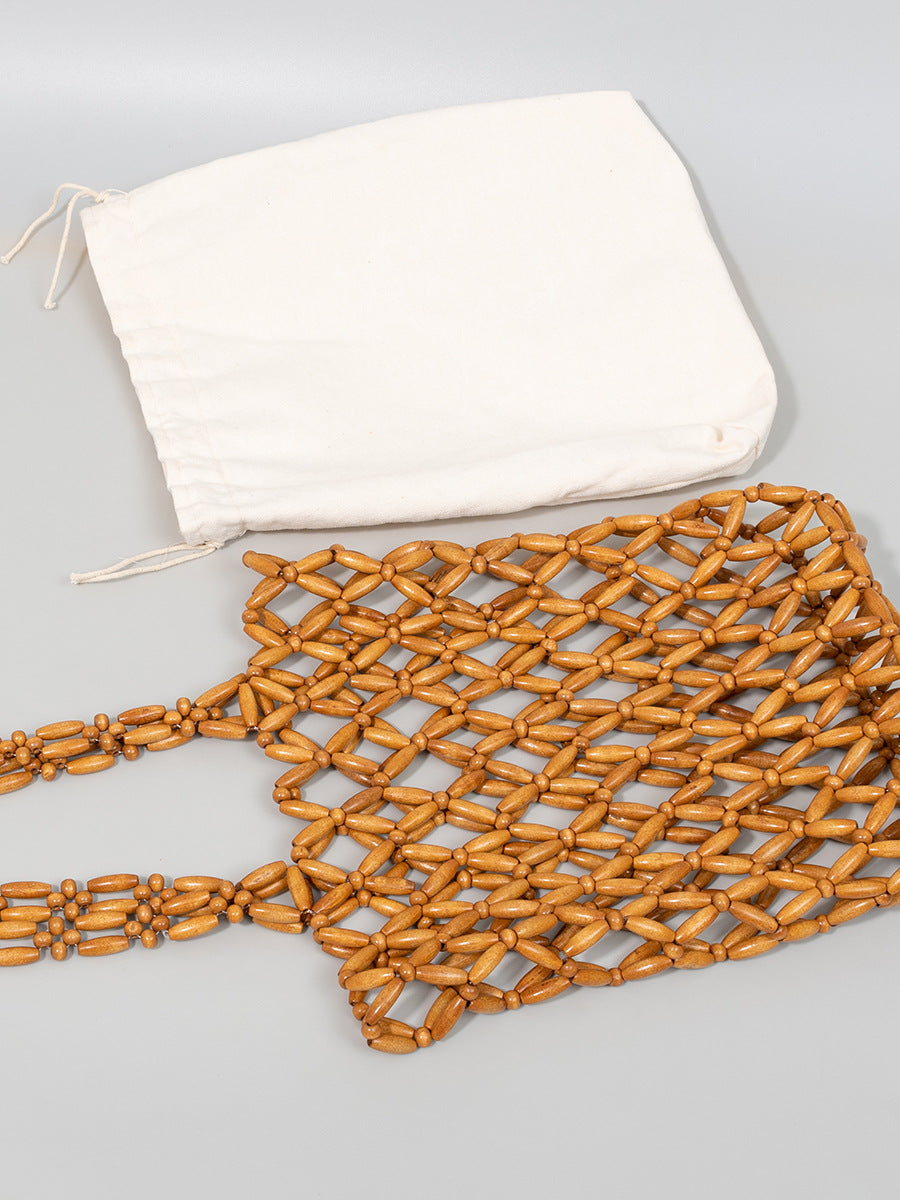Women's Handmade Wooden Bead Woven High-grade Exquisite Handbags