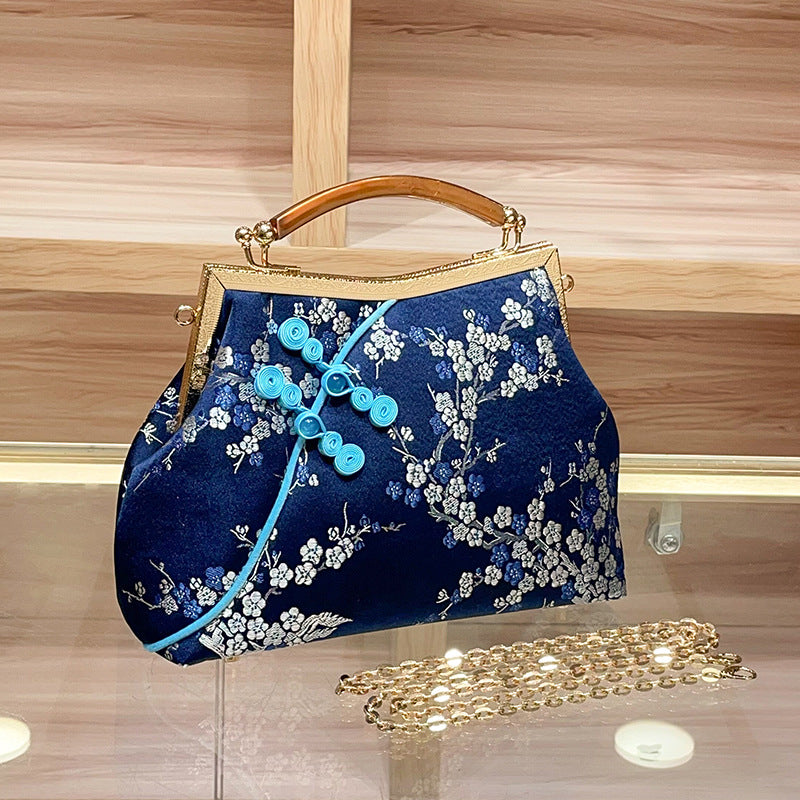 Women's Chinese Satin Pattern Chain National Fashion Coin Purses