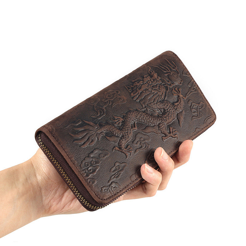 Men's National Fashion Long Large Capacity Zipper Genuine Men's Wallet