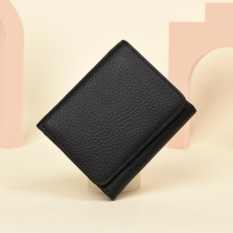 Women's Genuine Leather Short Chic Organ Two Fold Multiple Ladies Wallet