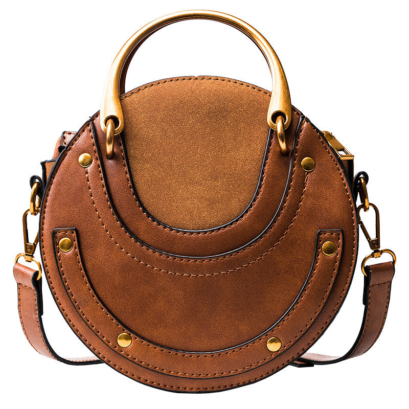 Women's Round Fashion One Matte Stitching Women's Shoulder Bag