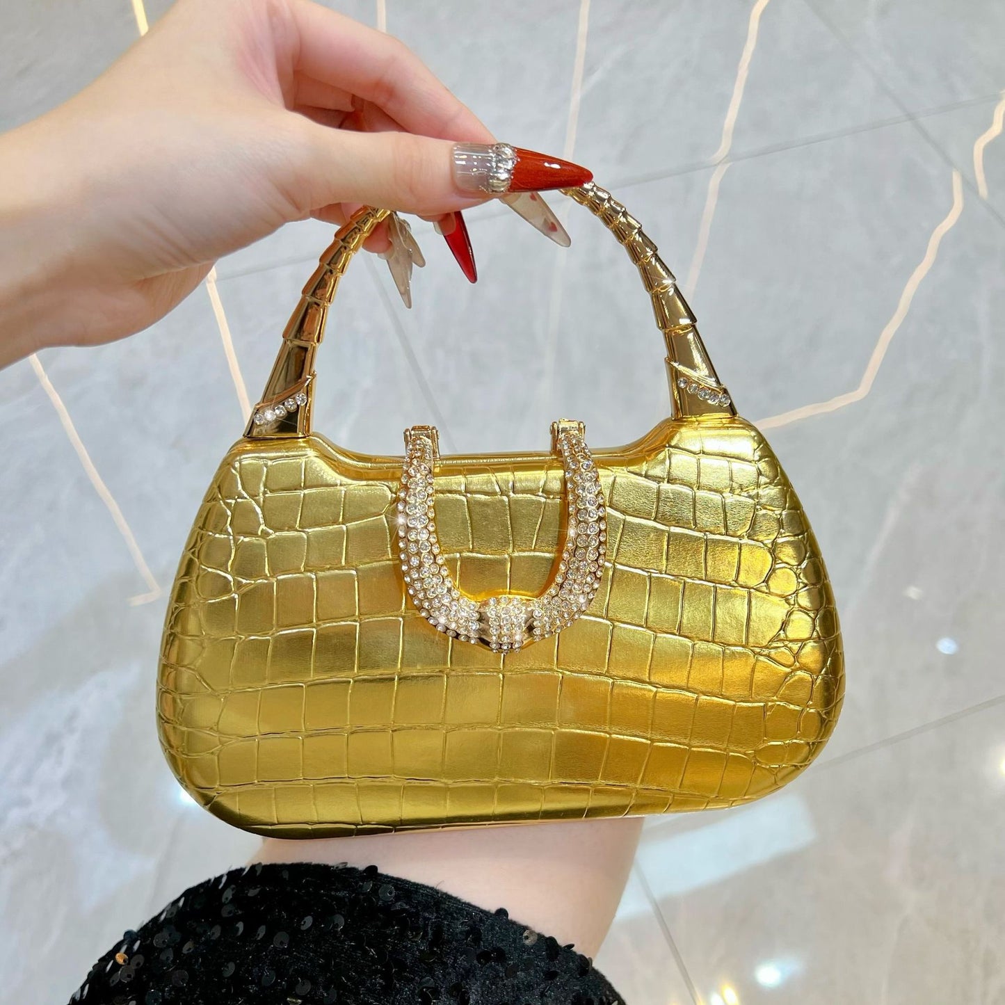New High-grade Versatile Fashion Simple Rhinestone Dinner Bag