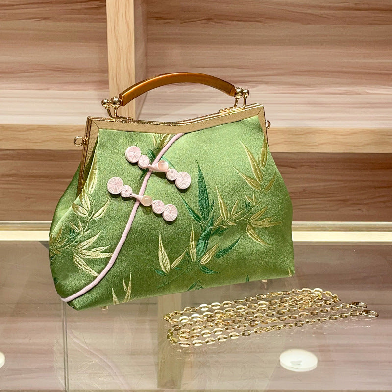 Women's Chinese Satin Pattern Chain National Fashion Coin Purses