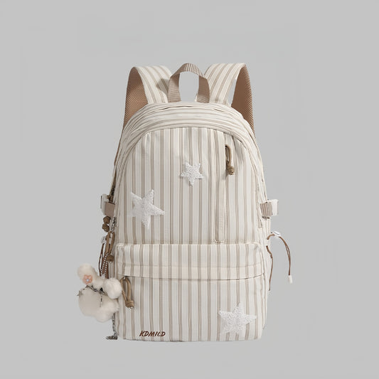 Women's Simple Style Striped Junior High Large Capacity Good-looking College Student Schoolbag