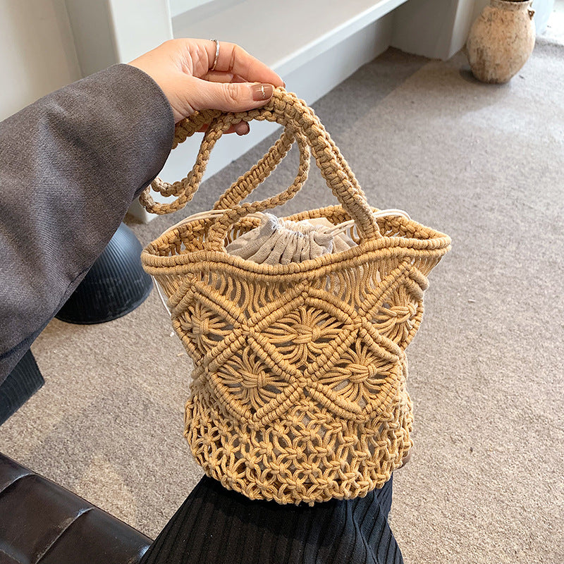 Women's Summer Knitted Fashion Trendy Hollow Out Bucket Bags