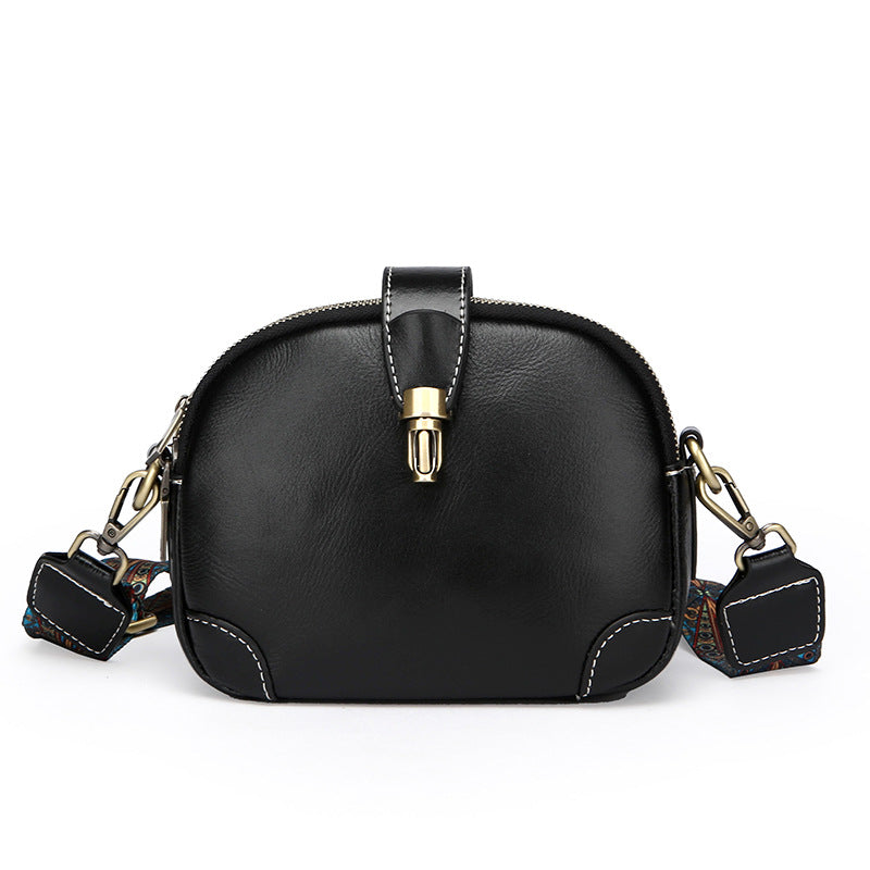 Women's First Layer Cowhide Triple Zipper Genuine Leather Large Small Square Bags