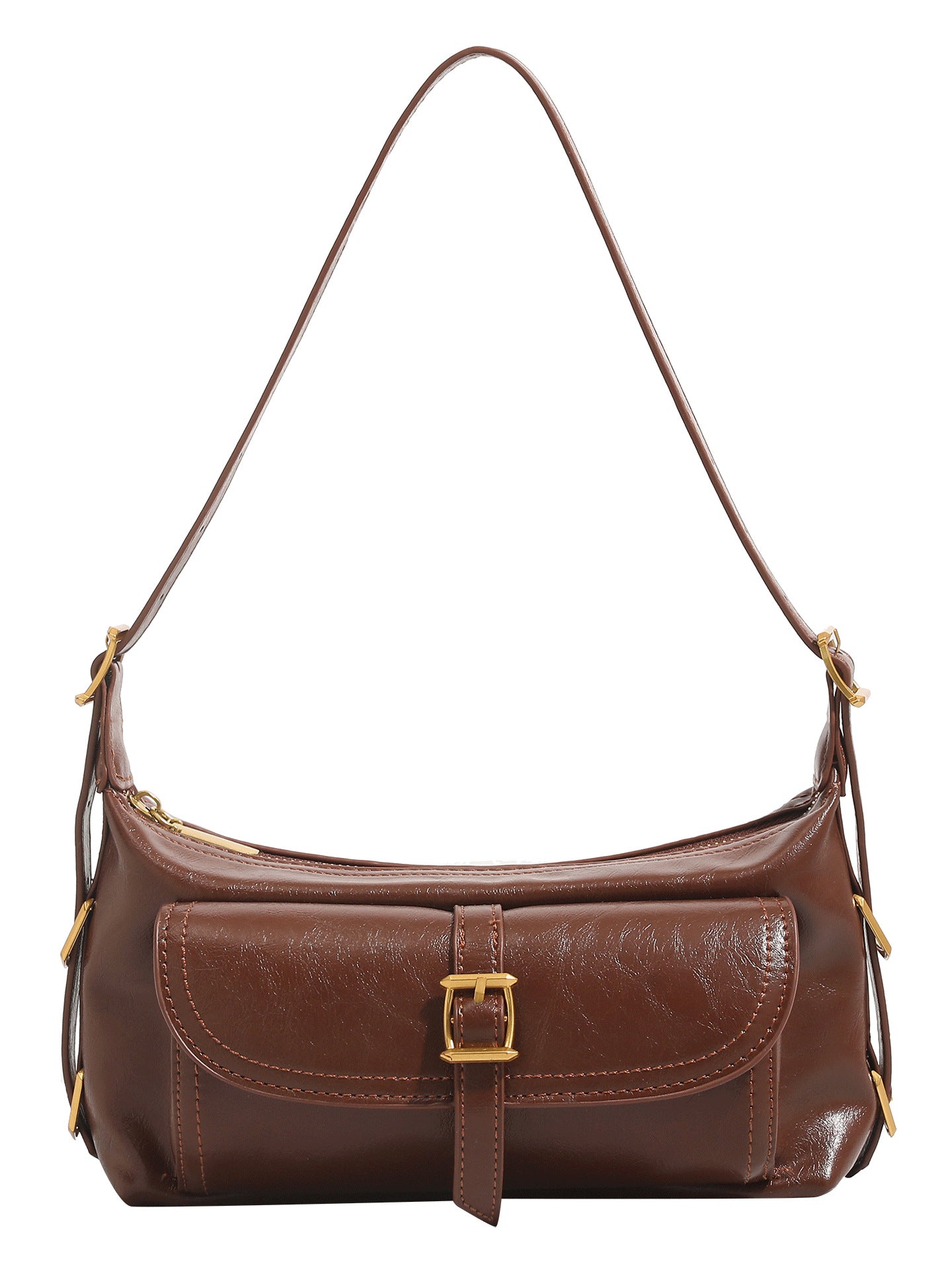Women's Oil Wax Skin Underarm Fashion Motorcycle Women's Shoulder Bag