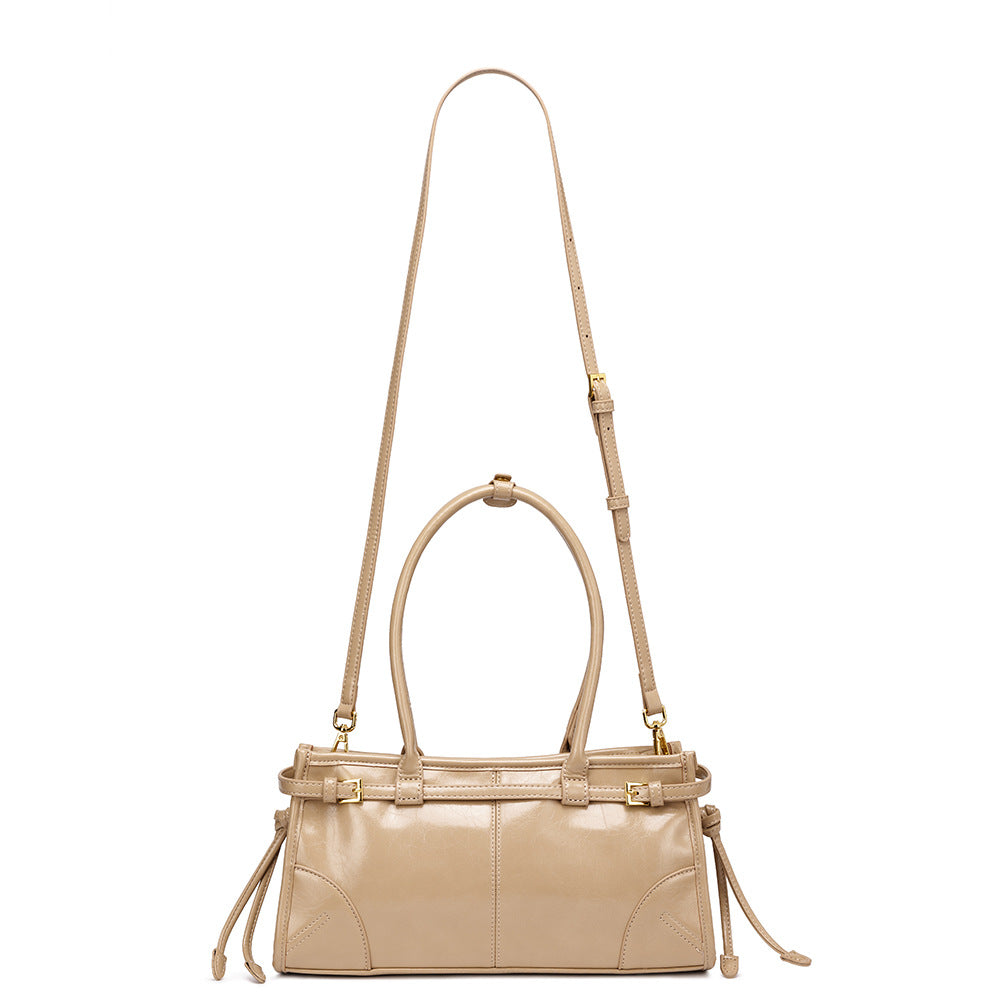 Women's Portable Underarm Oil Wax Leather Vintage Women's Handbag