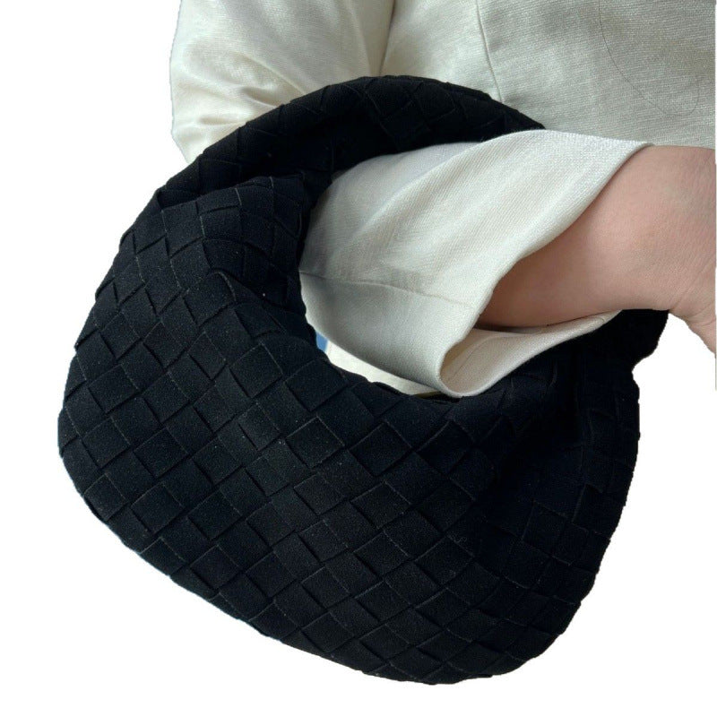Women's Handmade Frosted Woven Croissant Fashion Women's Shoulder Bag