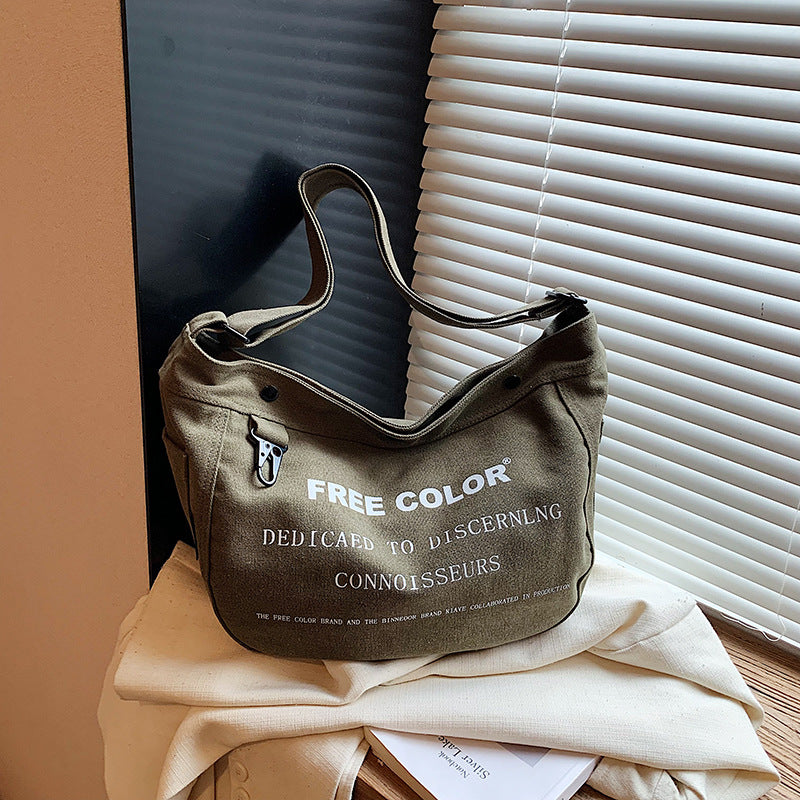 Women's Canvas Large Capacity Totes Printed Lettered Women's Messenger Bag