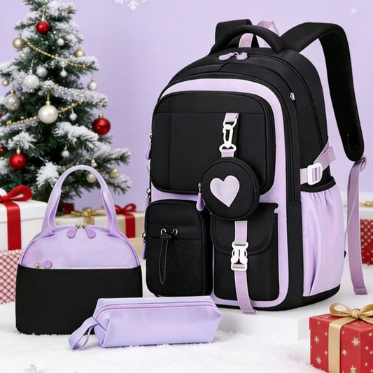 Love Three-piece Large Capacity For Junior College Student Schoolbag