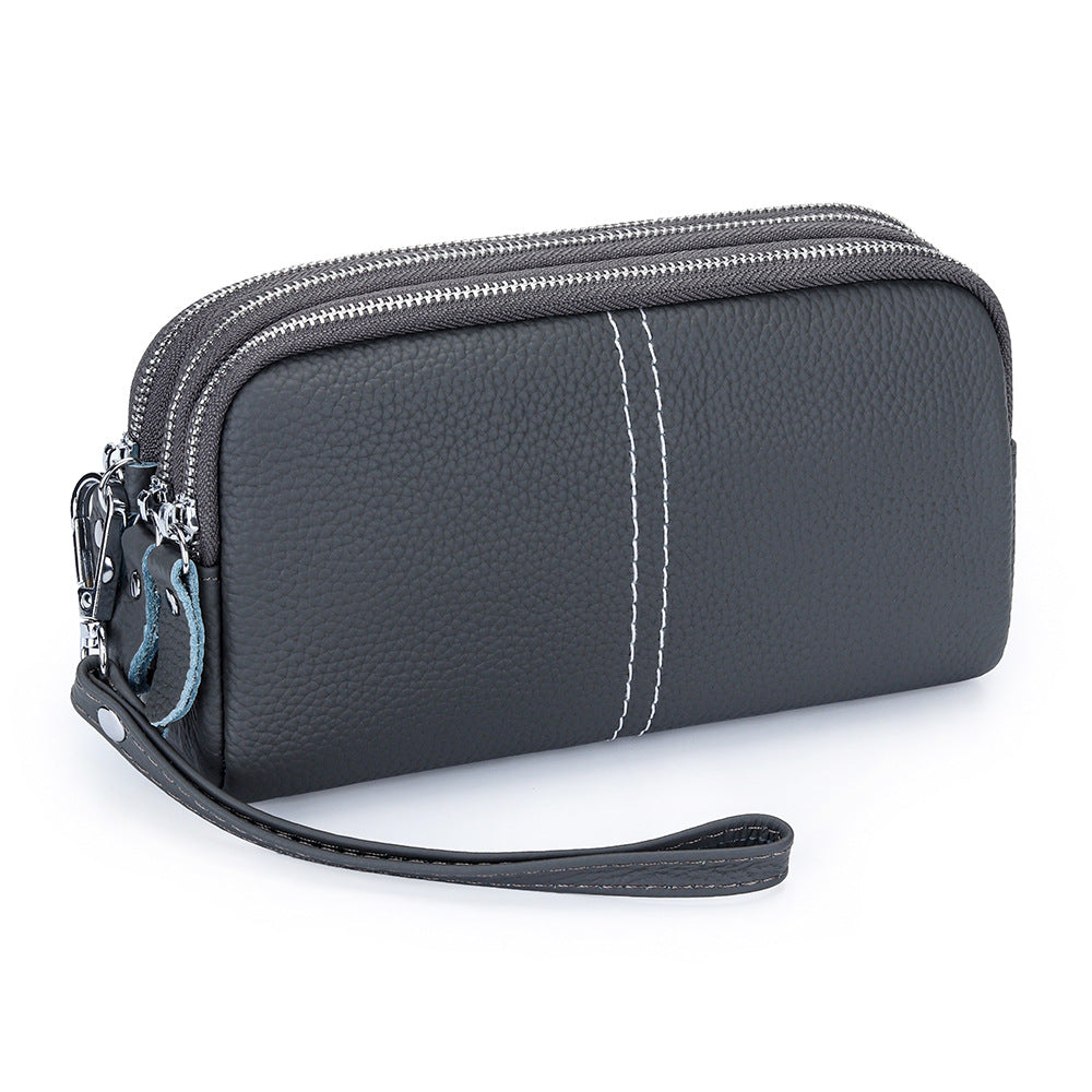 Women's Genuine Leather First Layer Cowhide Zip Wrist Fashion Women's Clutch