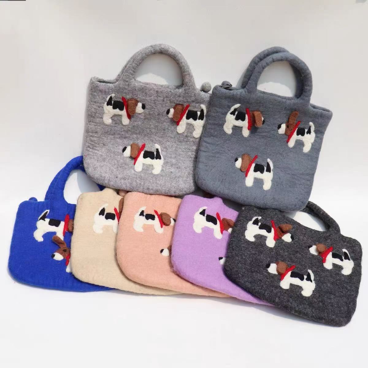 Puppies Nepal Wool Felt Hand Niche Personality 3d Women's Handbag