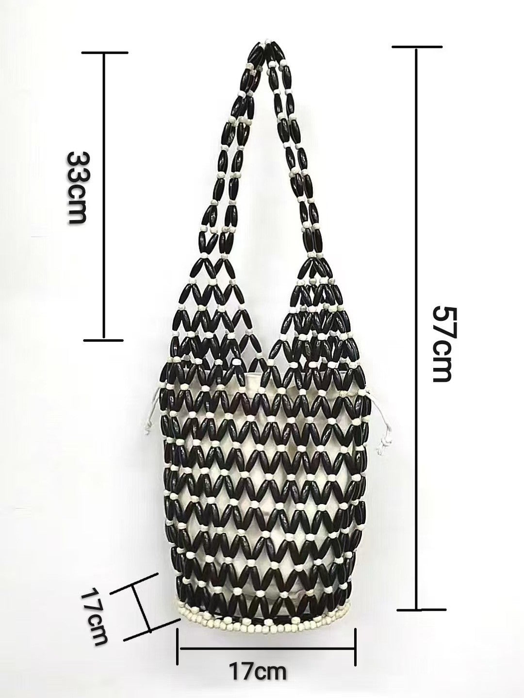 Women's Design With Wooden Beads Decoration Portable Women's Handbag
