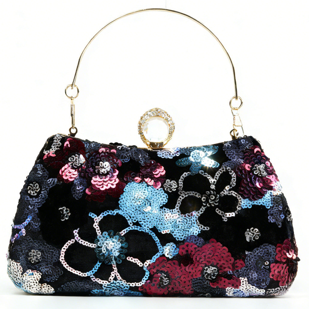 Women's Retro Sequined Flower Dinner Fashion Chain Women's Handbag