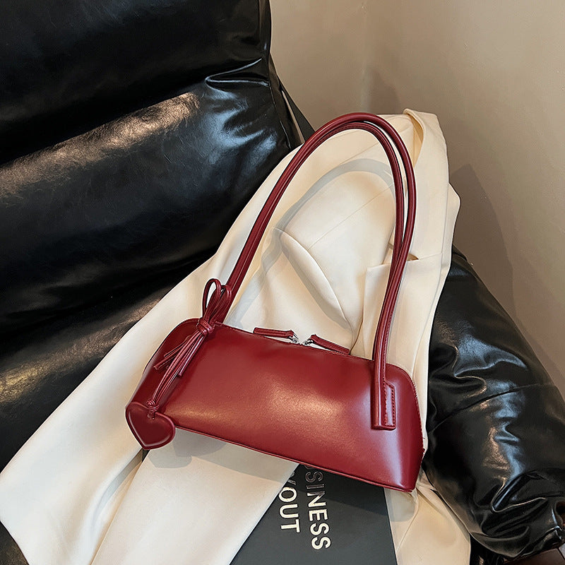 Women's Soft Leather Underarm Female Boston Bags