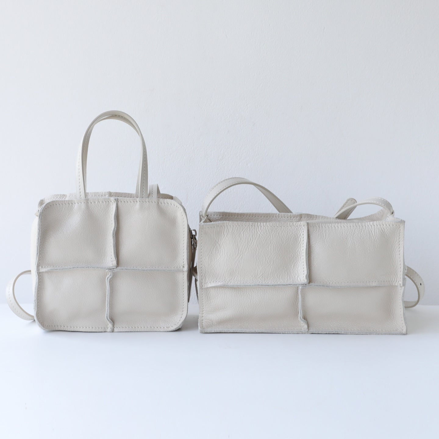 Women's Handmade Stitching Top Layer Cowhide Simple Style Genuine Leather Small Square Bag