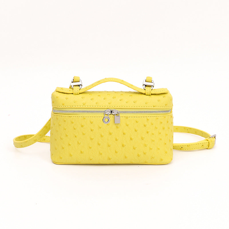 Women's Ostrich Grain Lunch Box Portable Small Square Bag