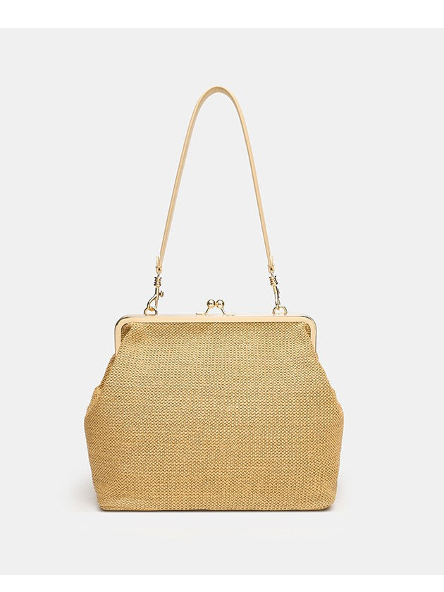 Colorful Striped Straw Kiss Summer Woven Women's Handbag