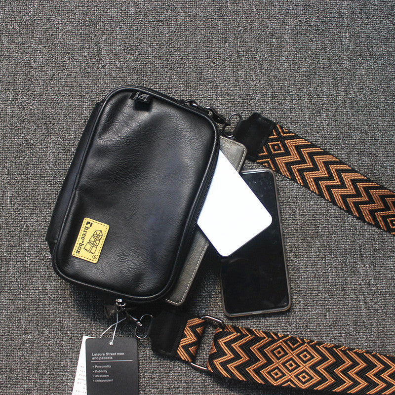 Durable Men's Fashion Leather Sloping Mobile Phone Bags