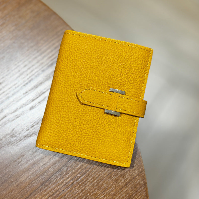 Women's Short Genuine Leather Folding License Large Capacity Ladies Wallet