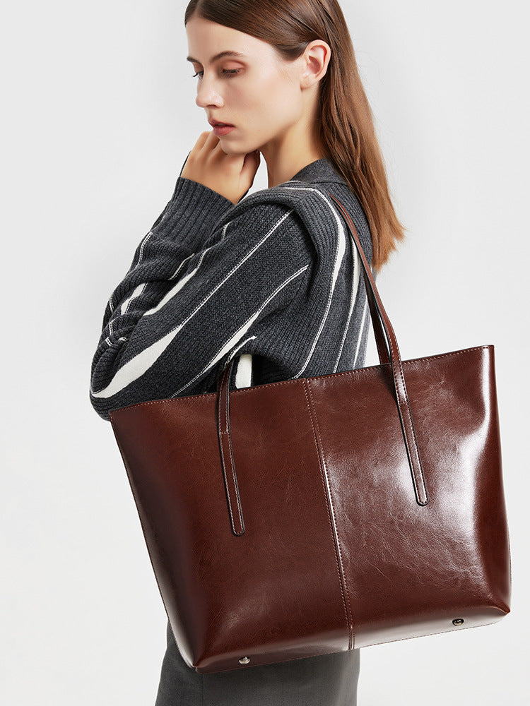 Women's Vintage Cowhide Big Large Capacity Leather Tote Bags