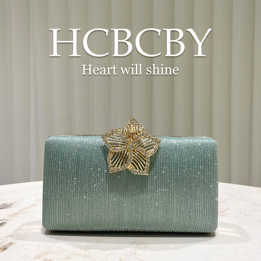 Women's Mint Green Glitter Elegant Rhinestone Fashion Dinner Bag