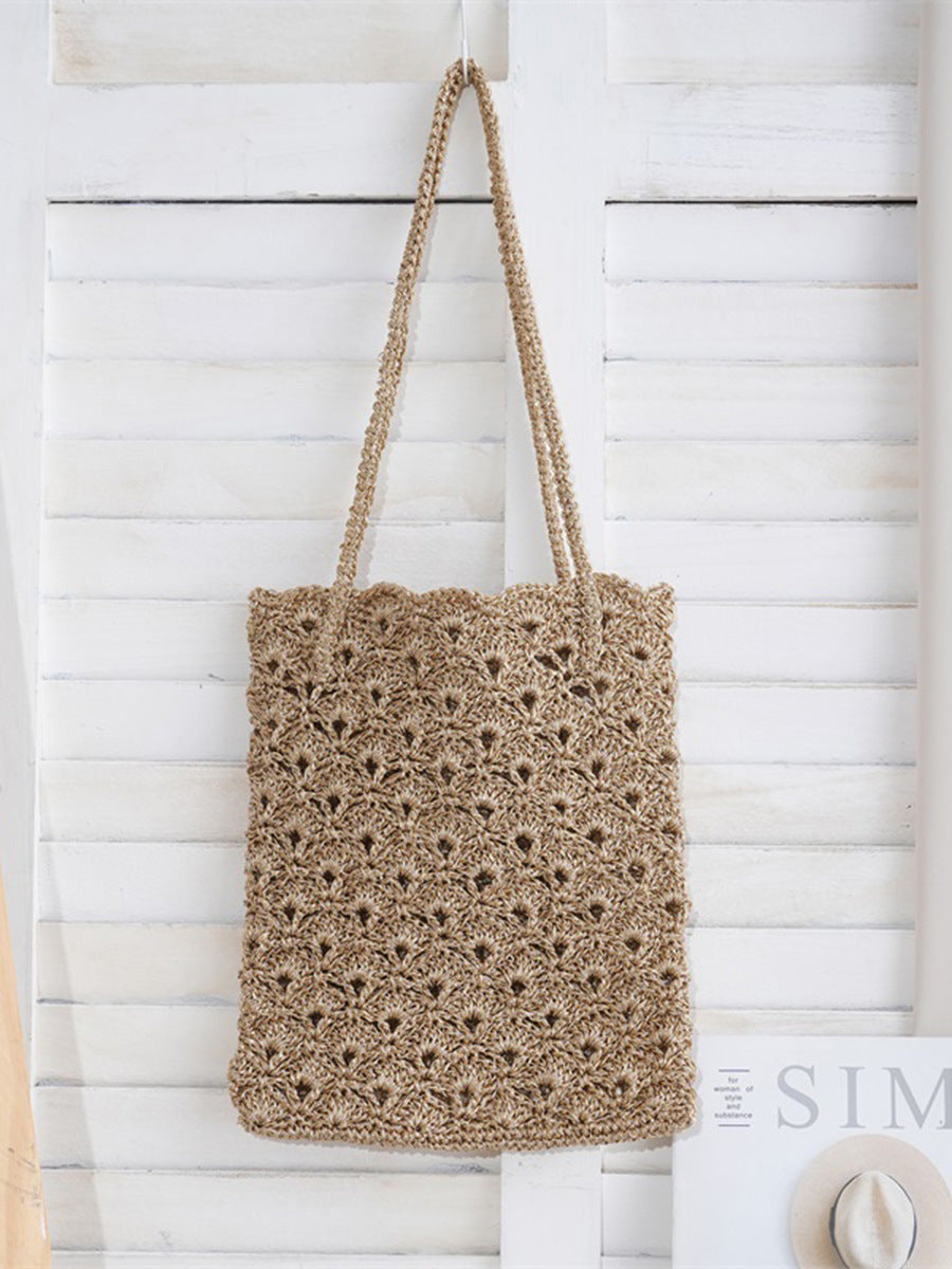 Women's Colorful Woven Design Textured Fashion Vacation Bags