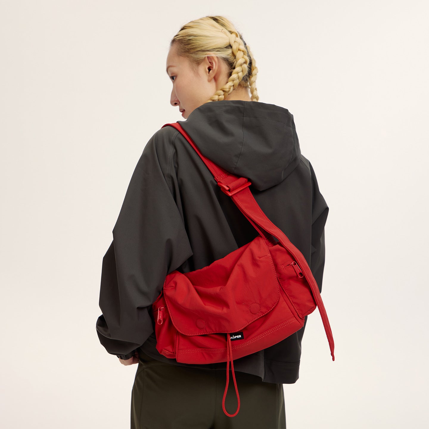 Women's Hello Large Capacity Commuter Lightweight Red Women's Shoulder Bag