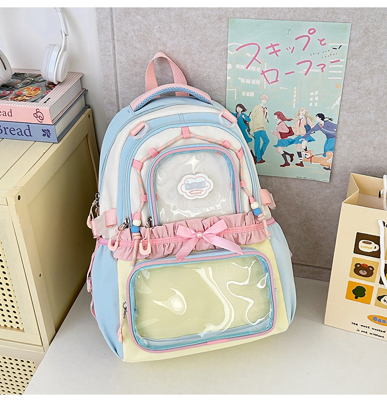 Translucent Female Leisure Korean High Style College Student Schoolbag