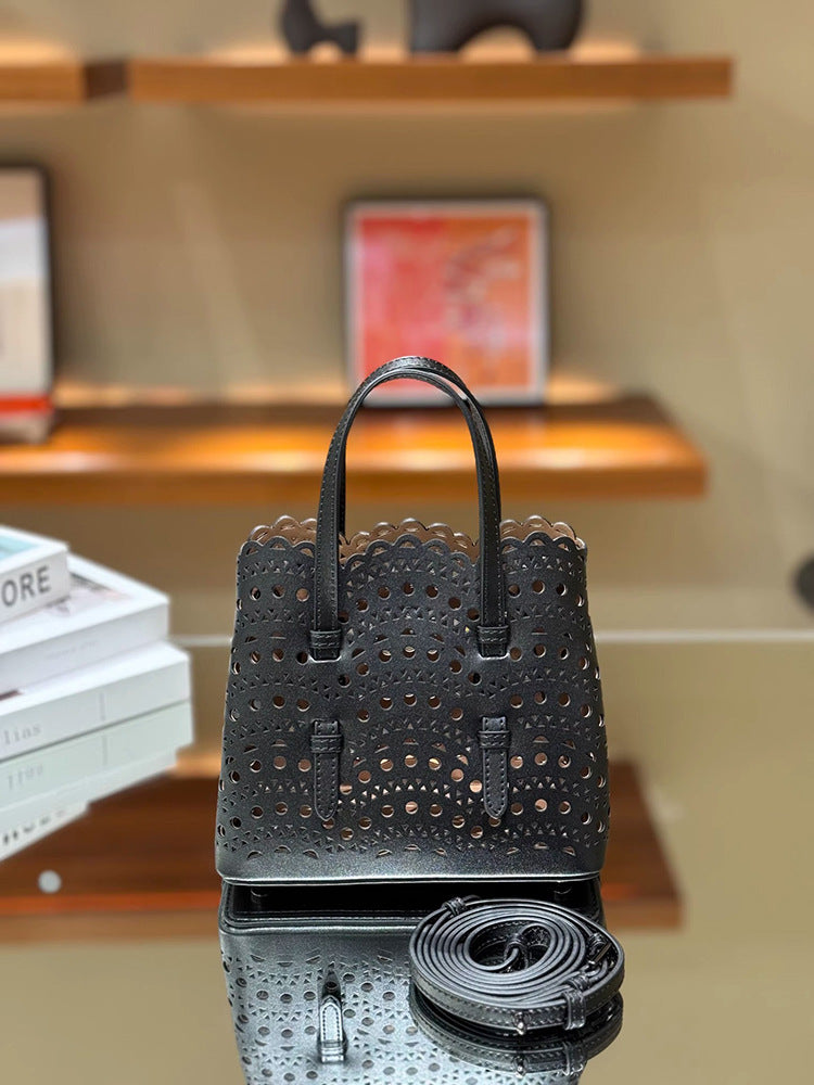 French Minority Wave Leather Summer Vacation Beach Weaving Women's Shoulder Bag