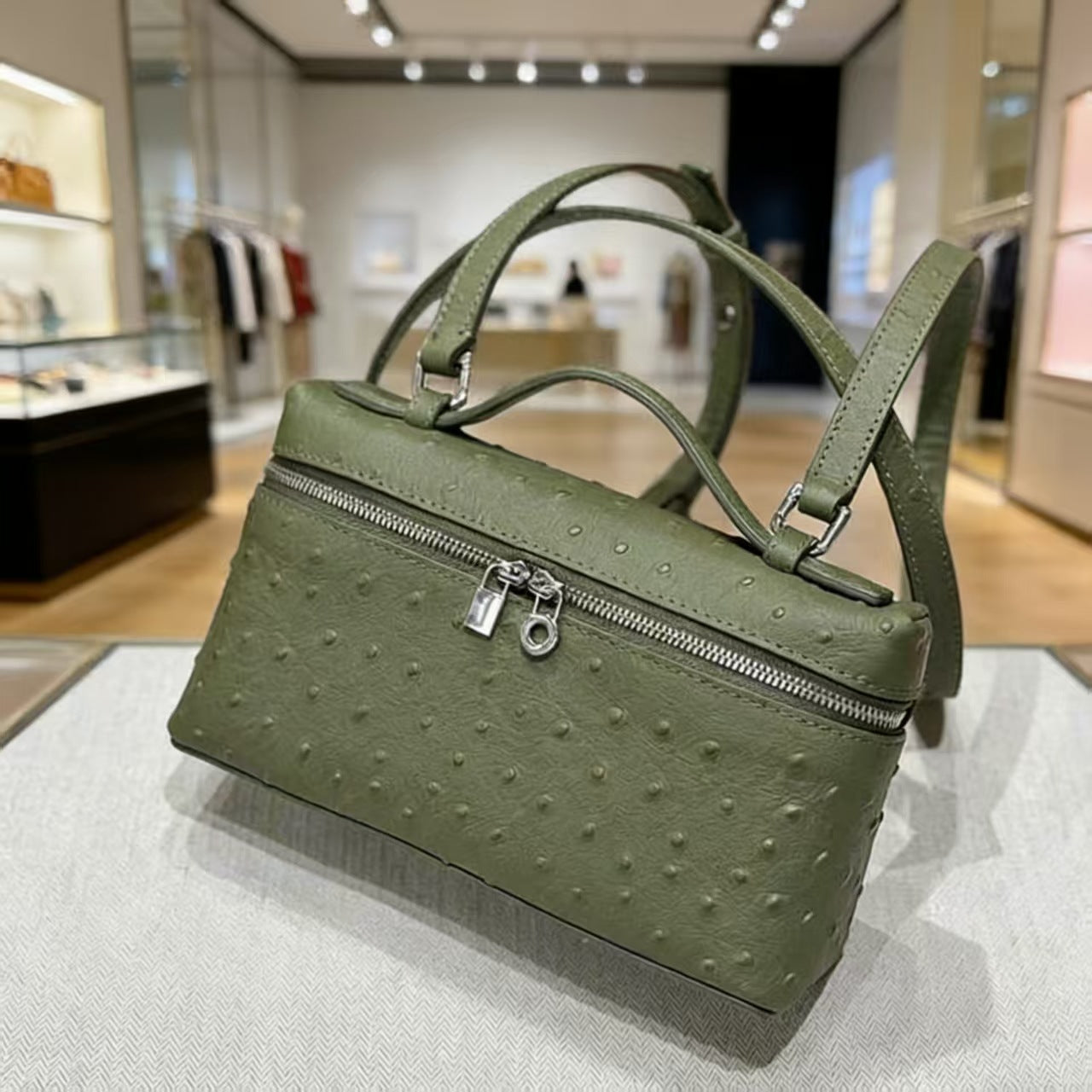 Popular Pretty Women's Ostrich Fashion Single Small Square Bag
