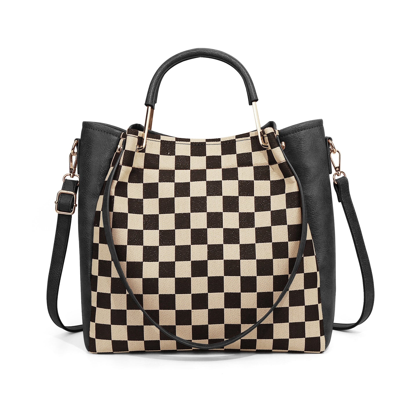 Fashion Black White Plaid Simple Elegant Retro Women's Messenger Bag