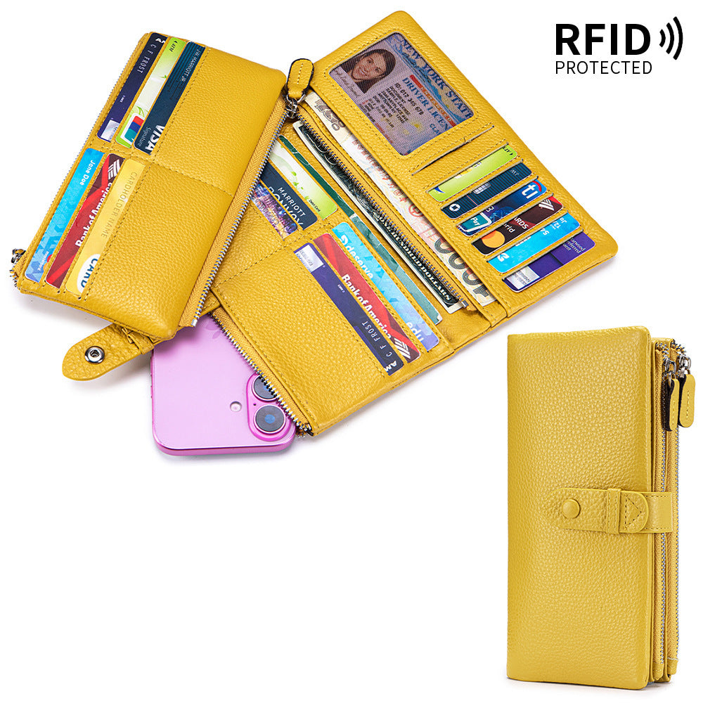 Long Large Capacity Soft Leather Multifunctional Mobile Multiple Slots Ladies Wallet