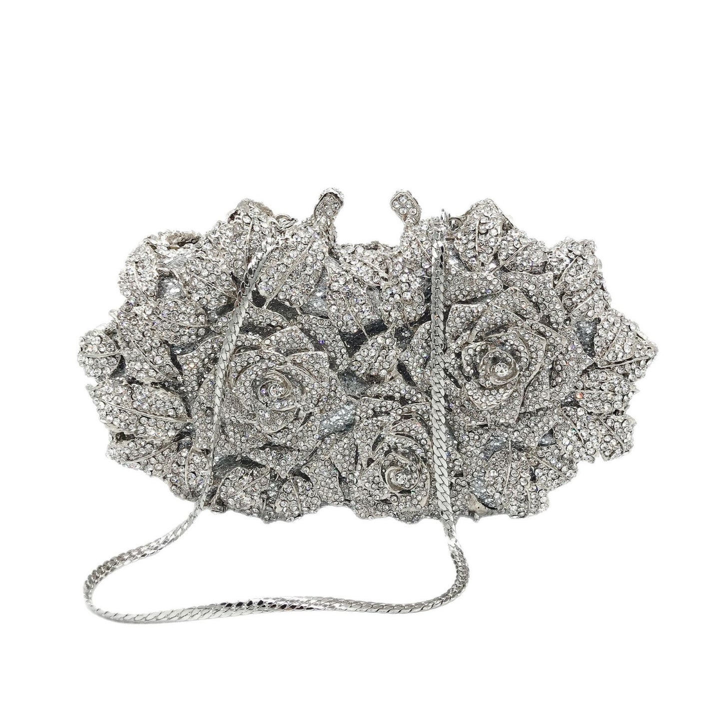 Women's Hollow Rose Diamond Banquet Full Clutch Bags