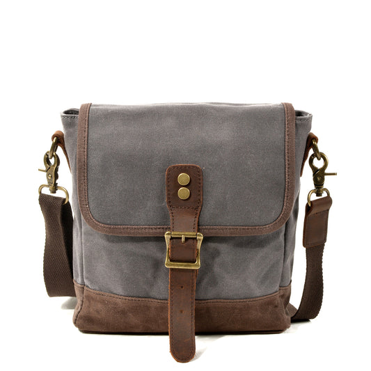 Men's Style Oil Wax Canvas Stitching Leisure Men's Briefcase