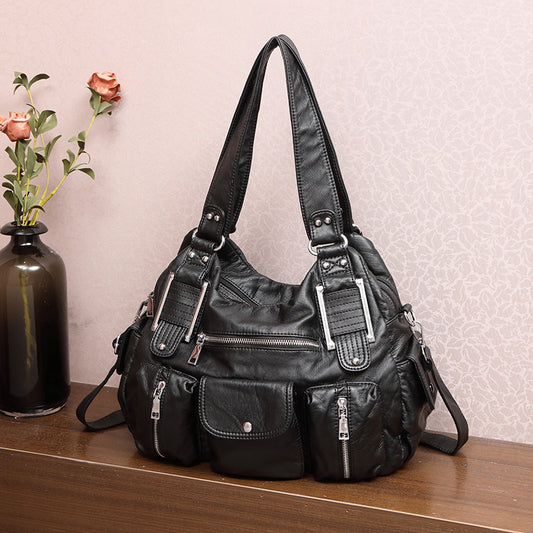 Stylish Women's Washed Large Capacity Retro Tote Bag