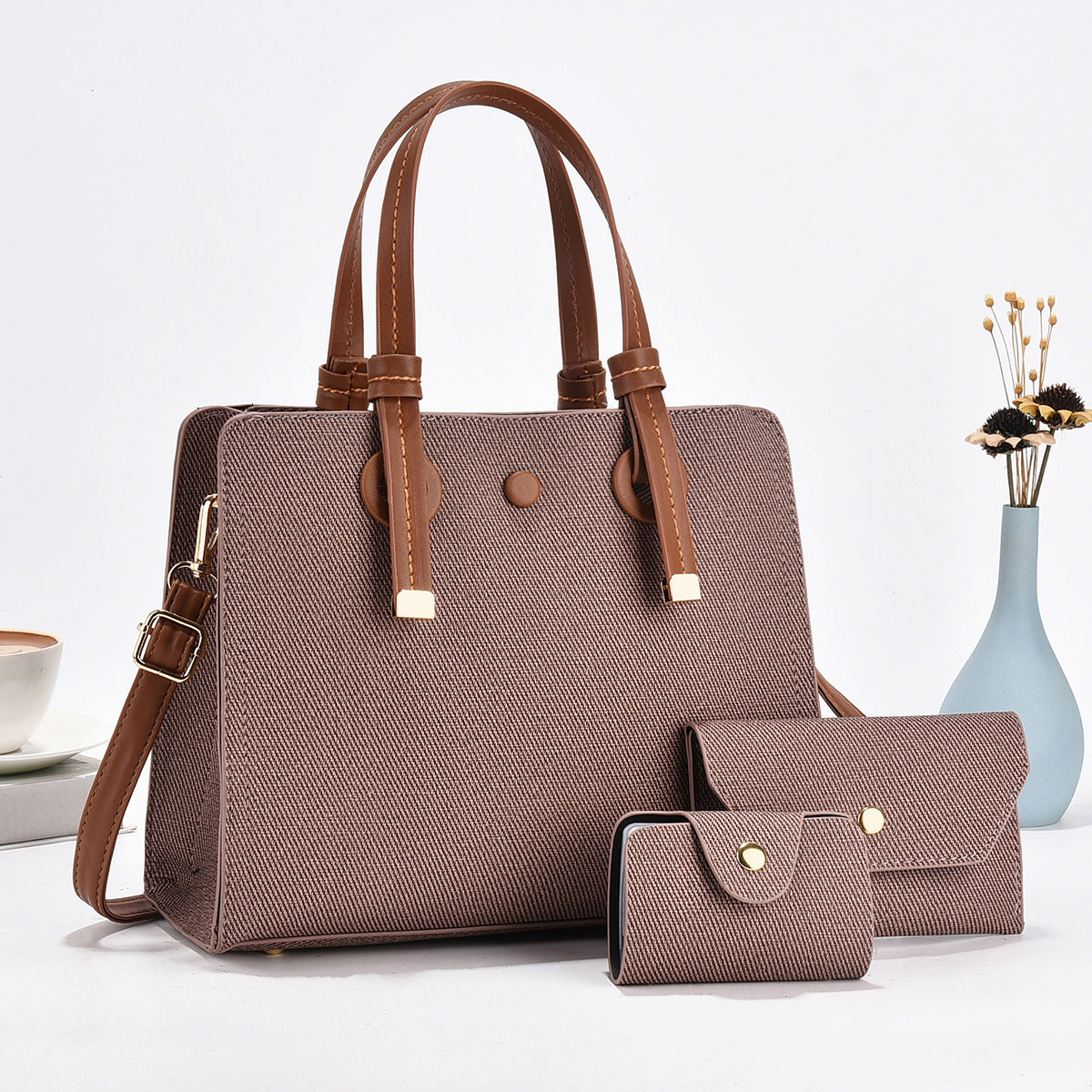 Women's Solid Color Commuter Three-piece Set Simple Women's Handbag