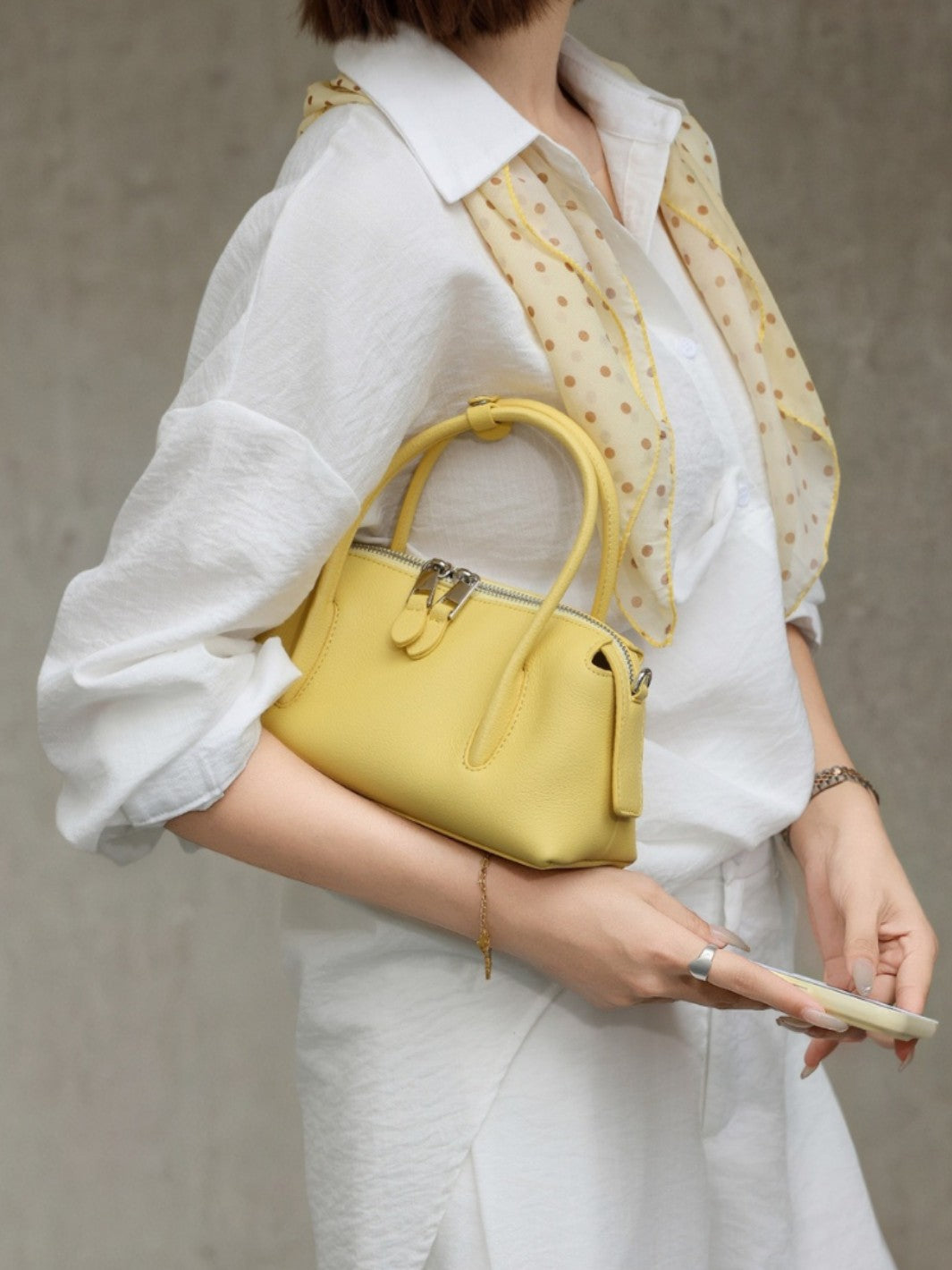 Women's Genuine Leather Boston Bowling Underarm Large Capacity Women's Shoulder Bag