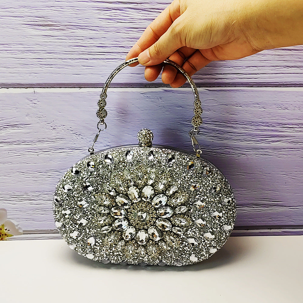 Shiny Round Clip Bridal With Chain Handbags