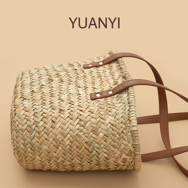 Summer Fresh Fashion Open Water Plants Woven Compact Temperamental Handbags