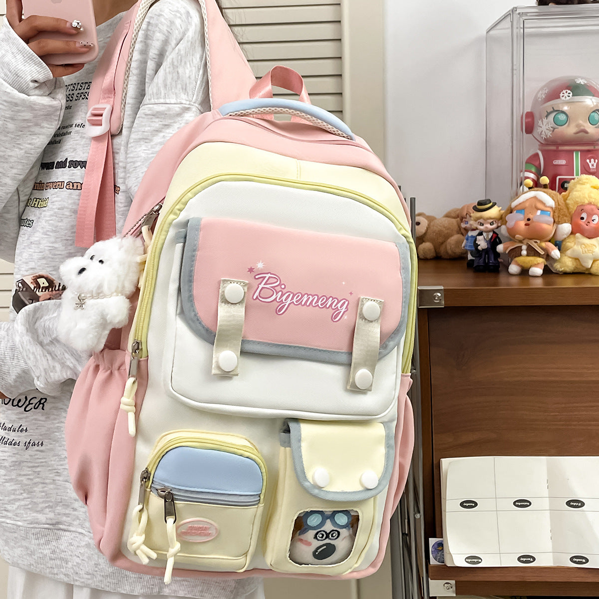 Female Junior High Cute Korean Style Color Matching Computer College Student Schoolbag